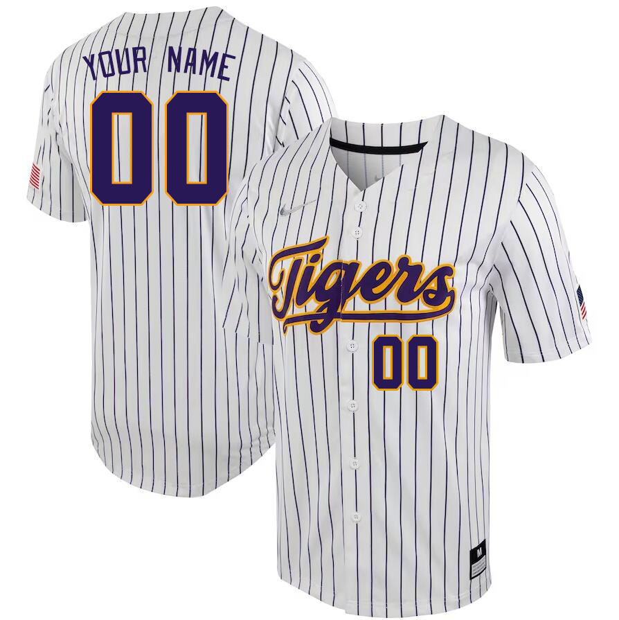 Custom LSU Tigers Name And Number College Baseball Jerseys Stitched-Pinstripe
